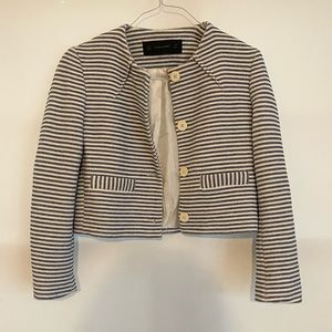 Zara Basics Cropped Striped Blue Blazer